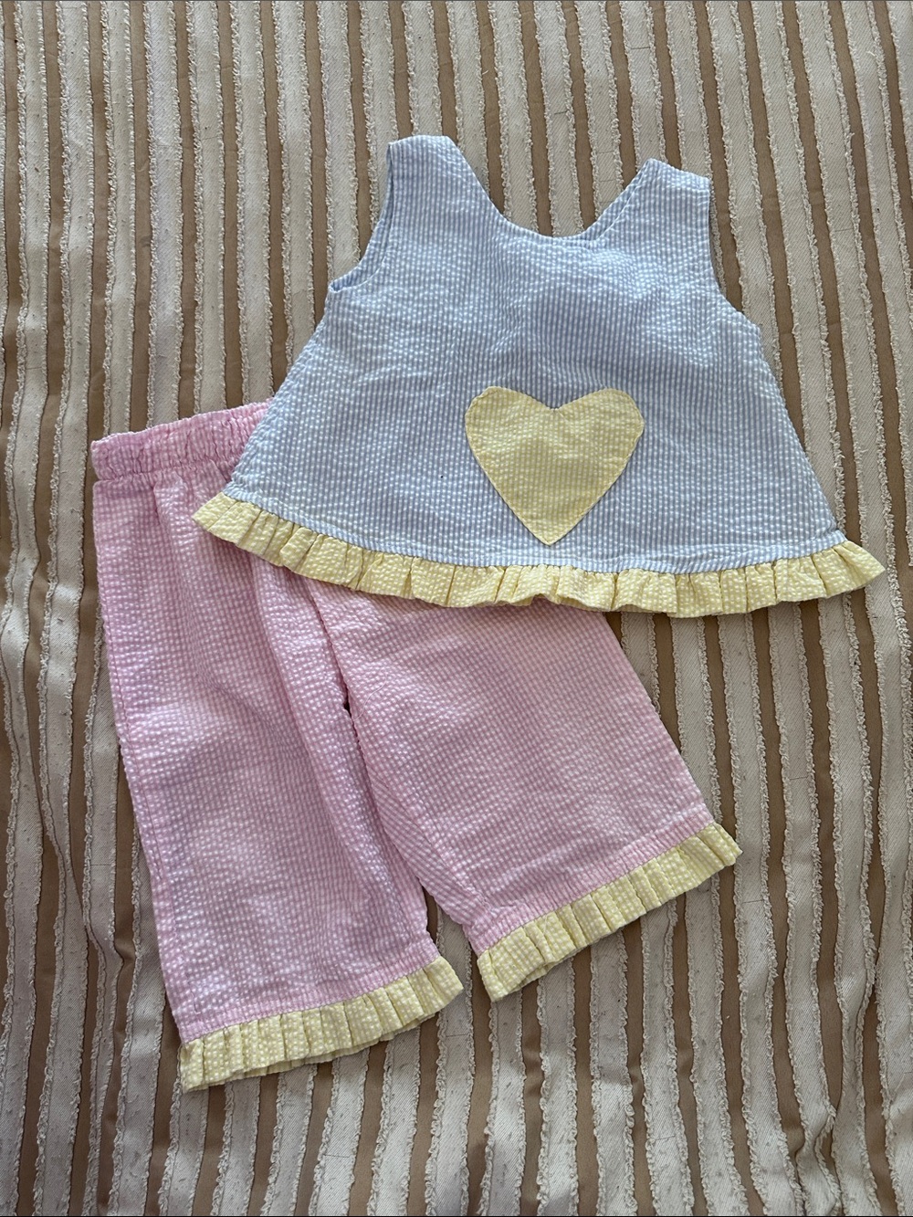 Baby Girl Two-Piece Seersucker Set with Heart